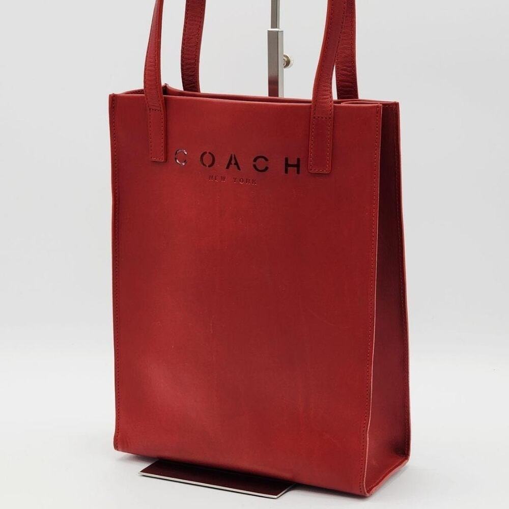 Coach Red Leather Shoppers Tote